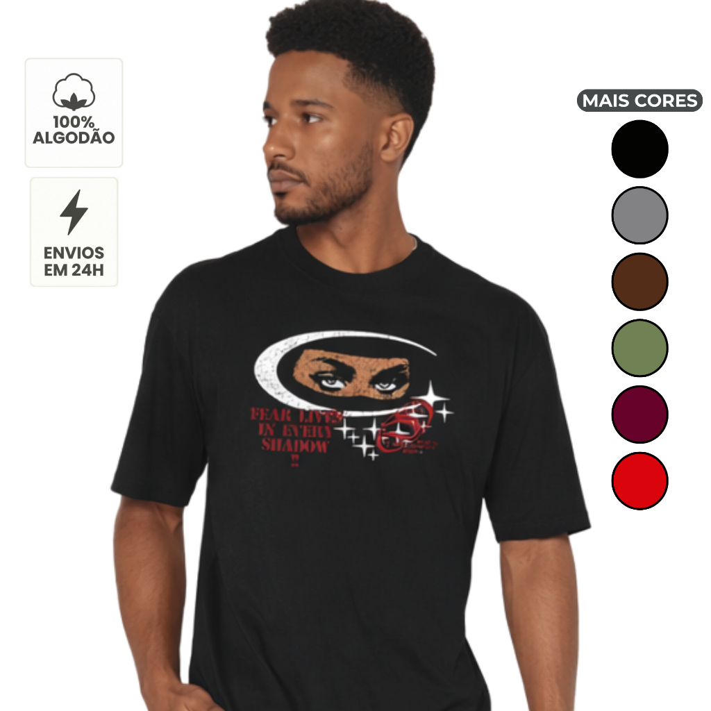 Camiseta Unissex SHADOW Camisa Streetwear Oversized Gola Grossa em Oferta na Shopee
