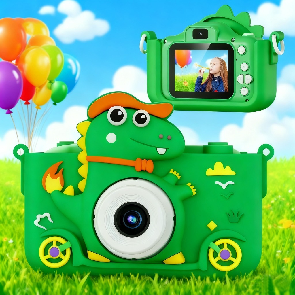 Crianças câmera digital com cartão dinossauro mini câmera brinquedos 1080p hd vlogging fotografia câmera para presente