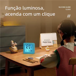 Relógio Cubo LED 7 Cores Digital Despertador - Colorido, Muda de Cor, Para Quarto e Escritório