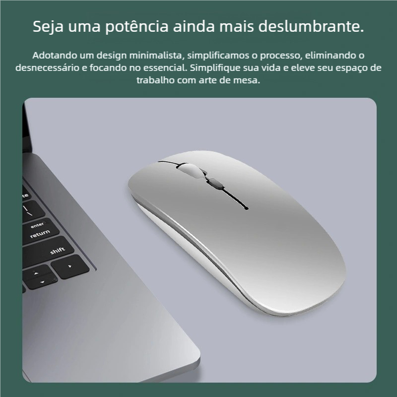 Mouse Wireless LED RGB - Bateria Interna Recarregável para Home Office