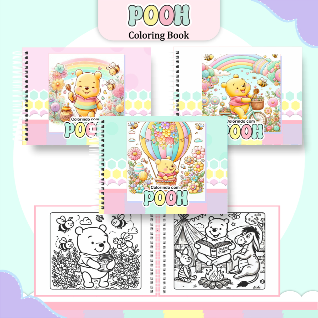 Livro de Colorir Folha GROSSA 180g URSINHO POOH 50 Páginas / PROMOÇÃO