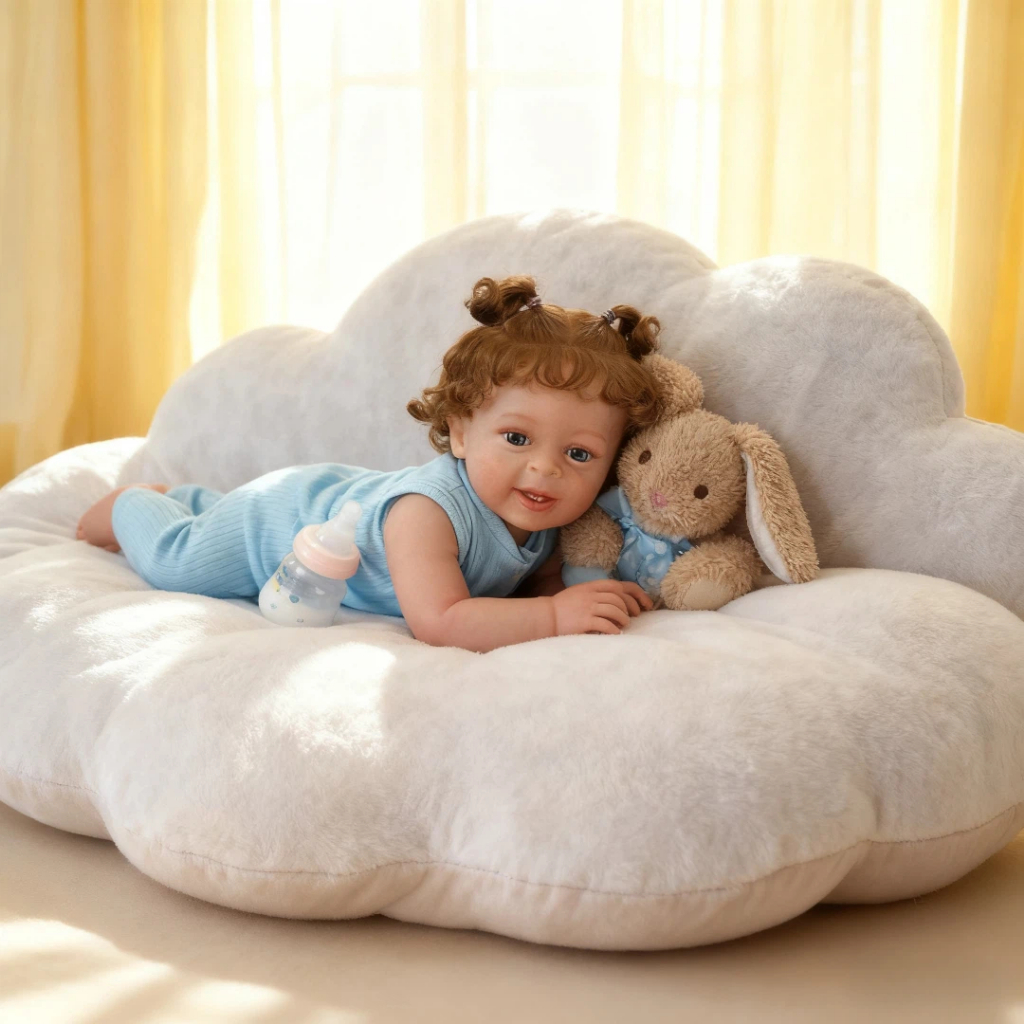 Boneca Bebê Reborn Silicone 55cm Menina Realista Olhos Azuis Brastoy