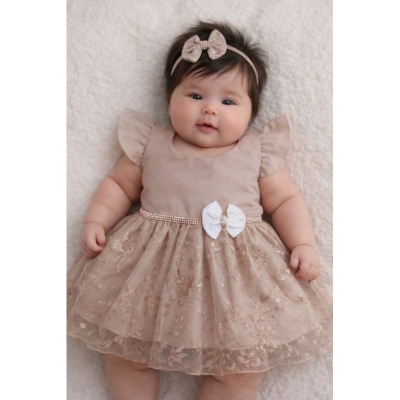 Vestido de Luxo Bebê Menina/Saída de Maternidade/Saida de Hospital em Oferta na Shopee