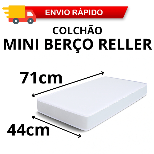 Colchão Mini Berço Reller Evolution 71x44cm Altura Sob Medida, Antialérgico Antiácaro e Antifungos