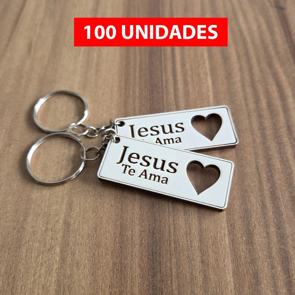 100 Chaveiros Jesus te Ama com Coração Vazado em Mdf Branco Lembrancinha Religiosa Fé Igreja confraternizaçao seia em Oferta na Shopee