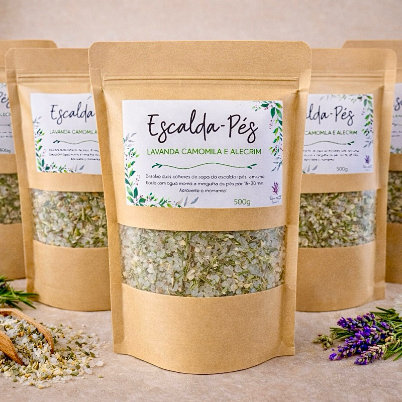 500g Escada-Pés Artesanal Relaxante | Ervas Naturais | Autocuidado | Spa pés • Capim-Limão • Camomila • Alecrim em Oferta na Shopee