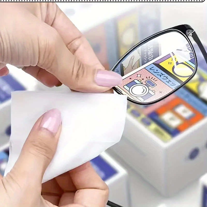 50/100Pcs Toalhetes Eficazes Para Limpeza De Óculos-Descartáveis E Higienização De Lentes