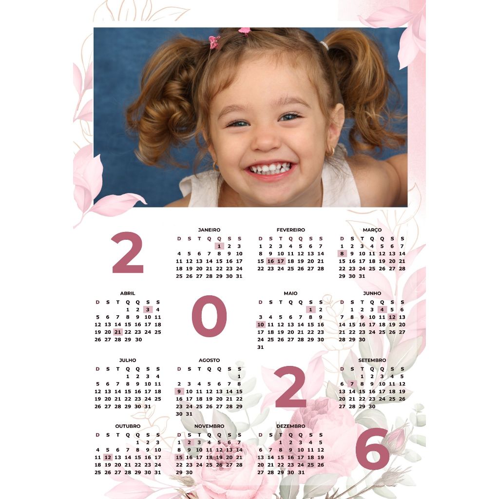 ENVIO RÁPIDO - Calendário Personalizado 2026 – TAM A4 - PAPEL FOTOGRÁFICO 180G (Todos os Temas)