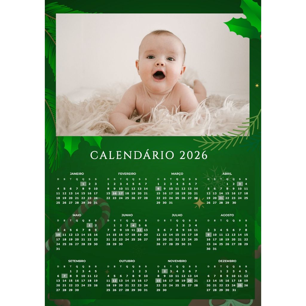 ENVIO RÁPIDO - Calendário Personalizado 2026 – TAM A4 - PAPEL FOTOGRÁFICO 180G (Todos os Temas)