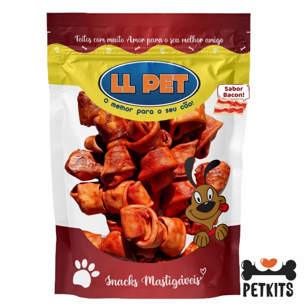 Osso Nó Sabor Bacon Ossinho Petisco Mordedor (Pacote 500g) em Oferta na Shopee