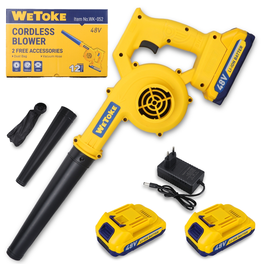 Soprador E Aspirador De Folhas Portátil 48v 2 Baterias Amarelo 127/220v em Oferta na Shopee