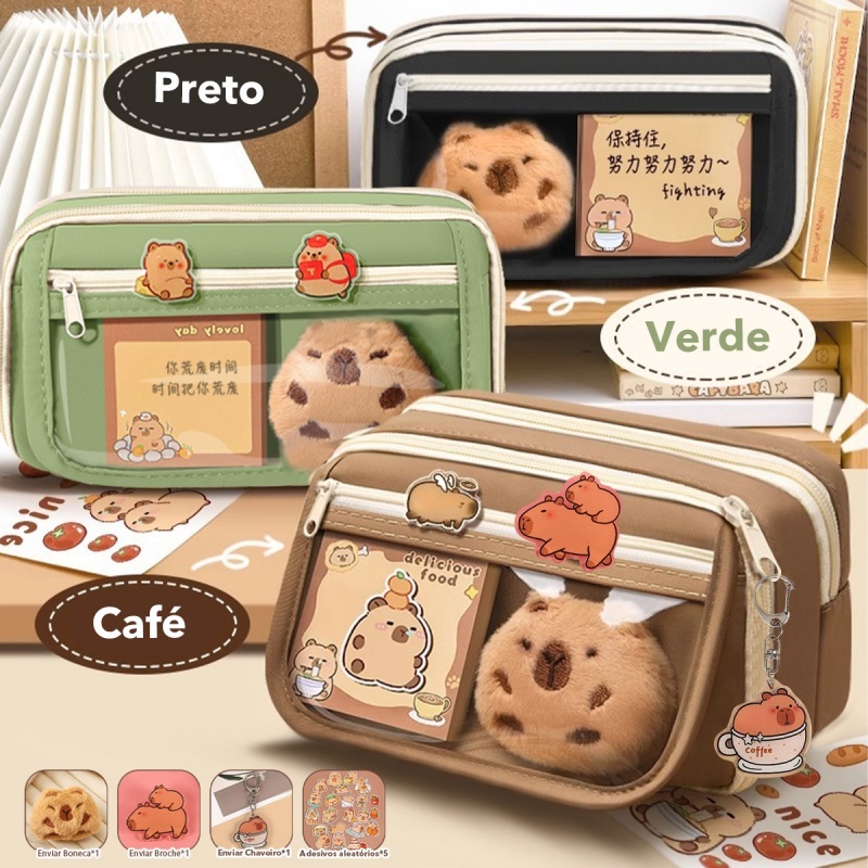 Bolsa De Lápis Transparente Super Grande-Estojo De Lona À Prova D'água Estilo Coreano