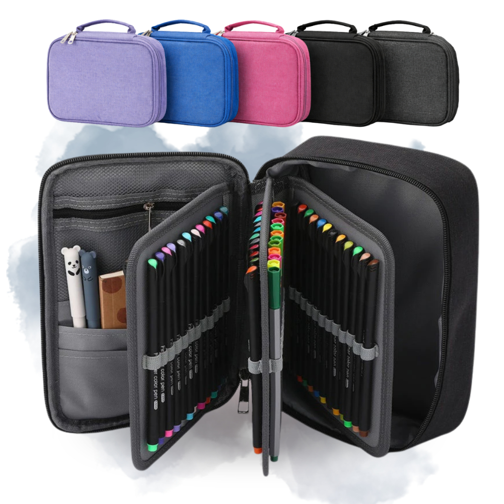 Estojo Box Escolar  3 Divisórias Jumbo Grande Organizador Resistente 3 Divisórias Nylon Premium em Oferta na Shopee