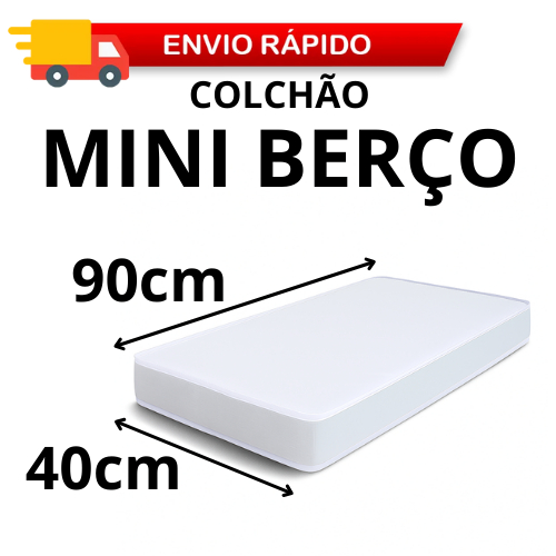 Colchão 90x40cm D18 para Mini Berço Moisés Bebê Altura Personalizada Firme e Confortável Antialérgico Antiácaro