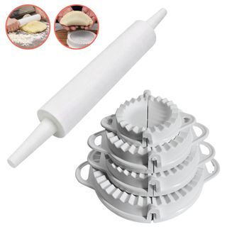 Kit 4 Formas Pastel e Rolo De Massa 38cm Antiaderente Articulado Confeitaria Pizza Salgados Pastelzinho Nivelador