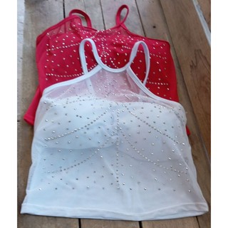 Cropped Feminino com Brilho em Malha Premium com Bojo