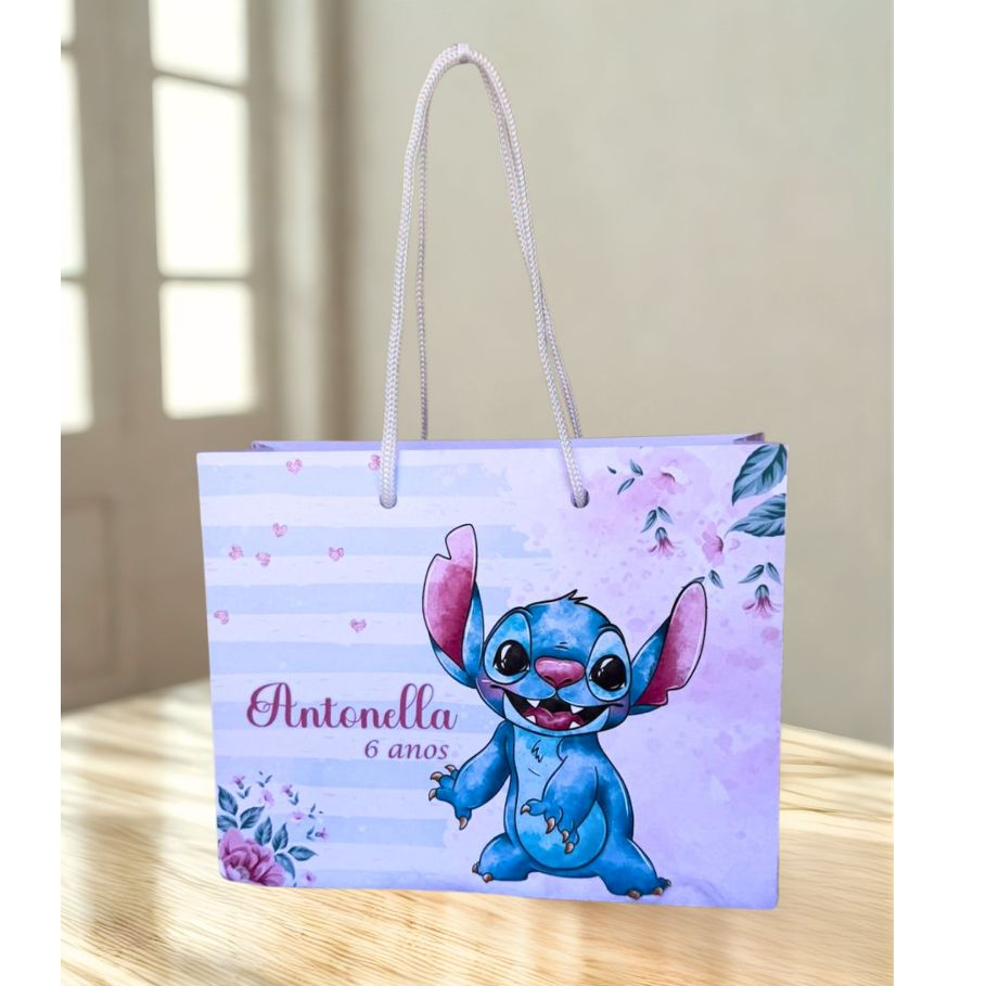 SACOLINHA Stitch aquarela Personalizado | Sacolinha | Lembrancinha | Mimos | Aniversário STITCH | FAZEMOS TODOS OS TEMAS