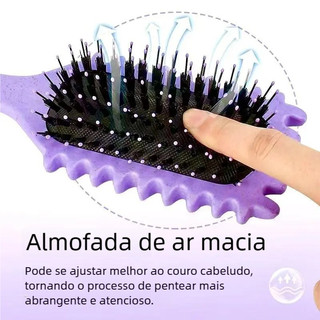 Pente para Cabelo Liso e Ondulado - Palha de Trigo com Airbag de Massagem