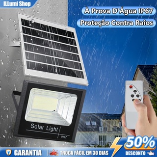 Refletor Solar LED 100w Holofote Placa Solar Prova D'àgua C/placa Solar 2EM1 para Ambientes Externos em Oferta na Shopee