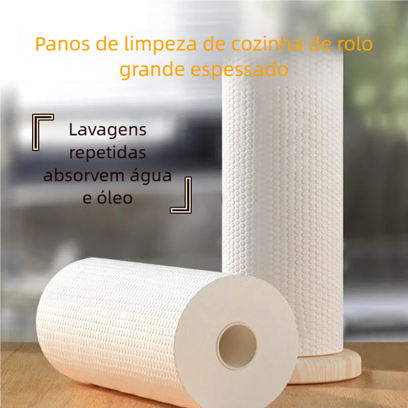Pano de Limpeza Absorvente Reutilizável - 100 Peças/Rolo, Lavável, Toalha de Papel Substituta