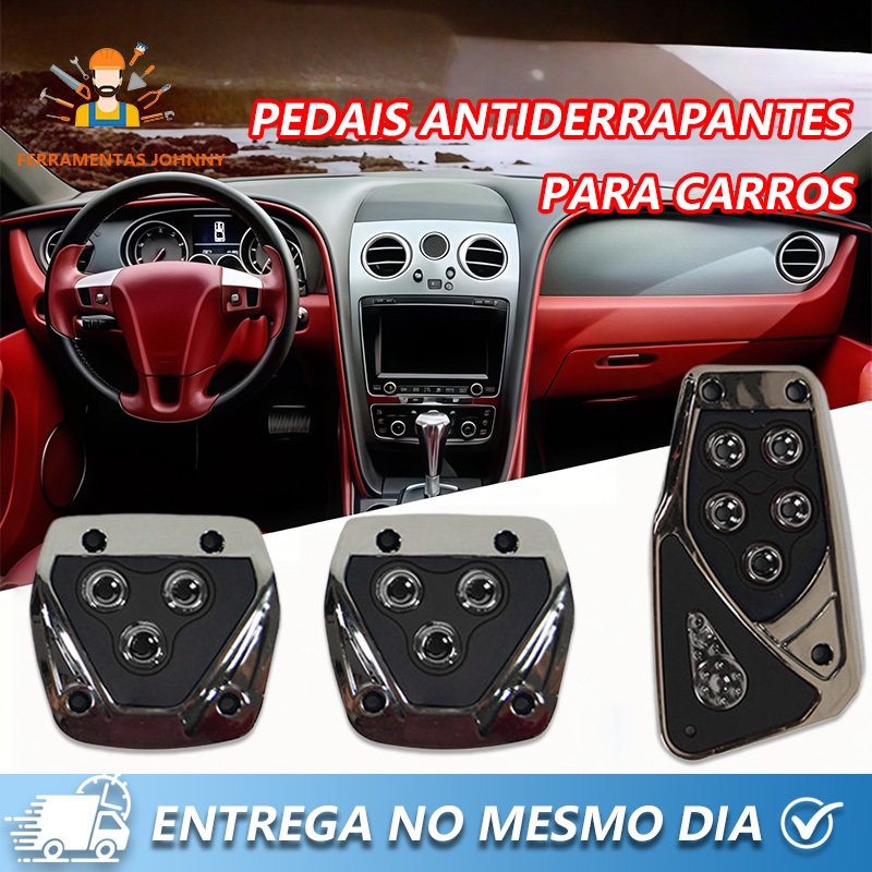 KIT 3PCS Pedaleiras Esportivas Automotiva Carros Tuning Acessórios Antiderrapante, preto premium,  para todos os carros em Oferta na Shopee