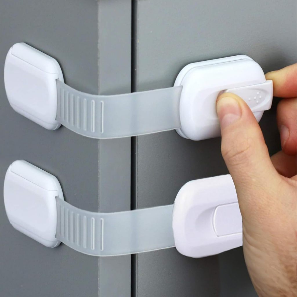 Kit 10 Trava Segurança Bebe A Tóxico | Para Gaveta Armário Geladeira Porta Vaso Sanitário em Oferta na Shopee