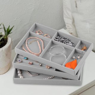 orta Jóias e Relógios Bandeja de Veludo - Organizador para Gavetas! Closet arrumado, bijuterias organizadas, prático e e em Oferta na Shopee