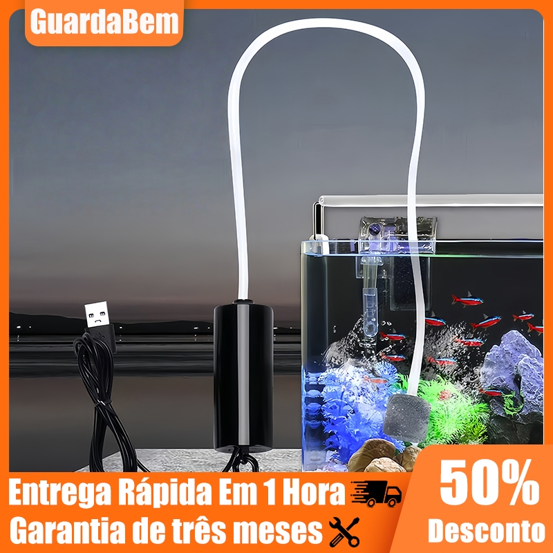 Bomba De Oxigênio Ar USB Aquário Bomba Aeradora Silenciosa Doméstica Com Filtro De Esponja Tanque em Oferta na Shopee