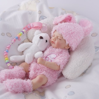 Bebê Silicone Sólido Realista Pintado 30cm Menina Olho fechado com Acessórios em Oferta na Shopee