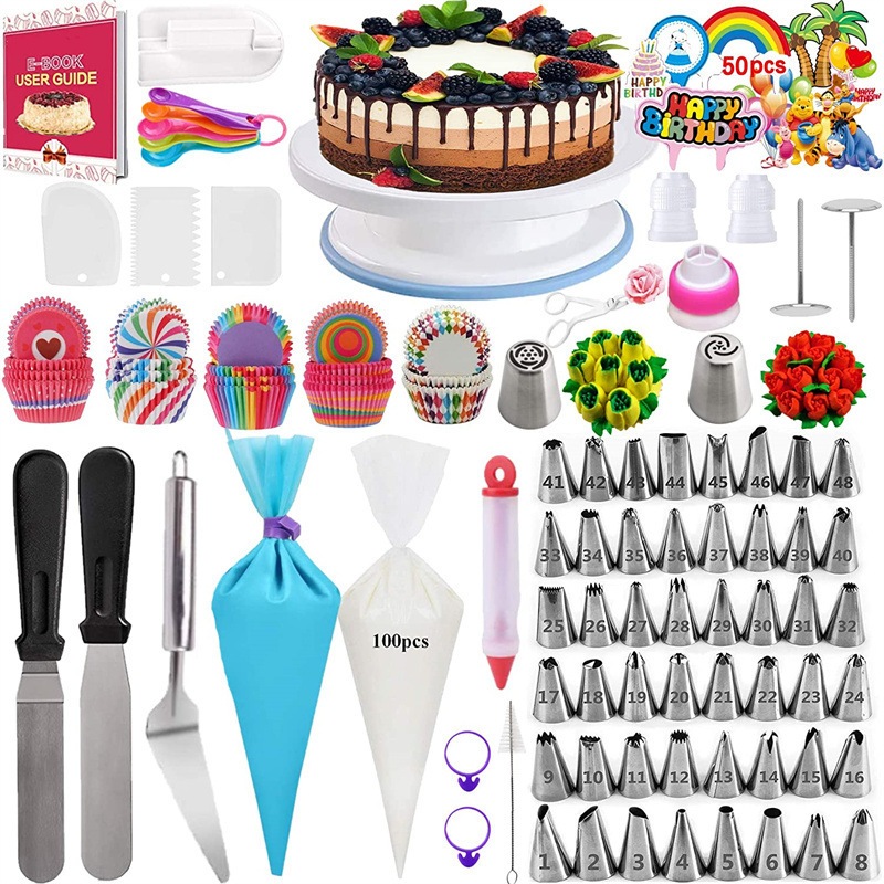 Kit Confeiteiro 322/137 Peças Bicos Inox Para Confeitar e Decorar Bolo e Cupcake
