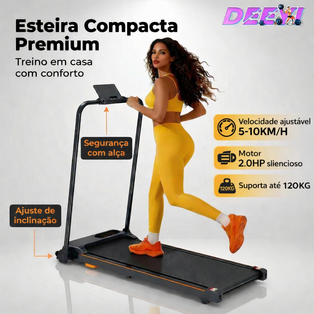 Esteira Dobrável Multifunções Passadeira de corrida motorizada Home Fitness -2.0 HP - LED Display