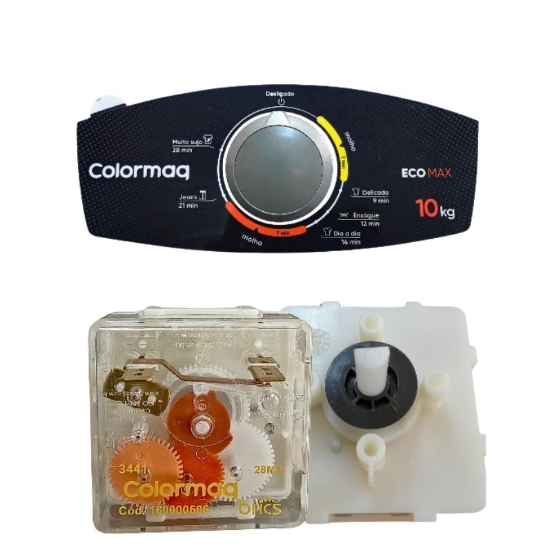 Kit Timer Botão Adesivo Tanquinho Colormaq 10kg Ecomax