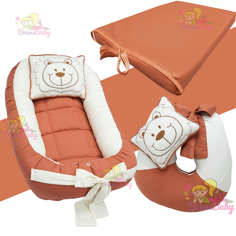 Kit 5 Peças Bebê Ninho Redutor + Almofada de Amamentação + Trocador Impermeável e Almofadas