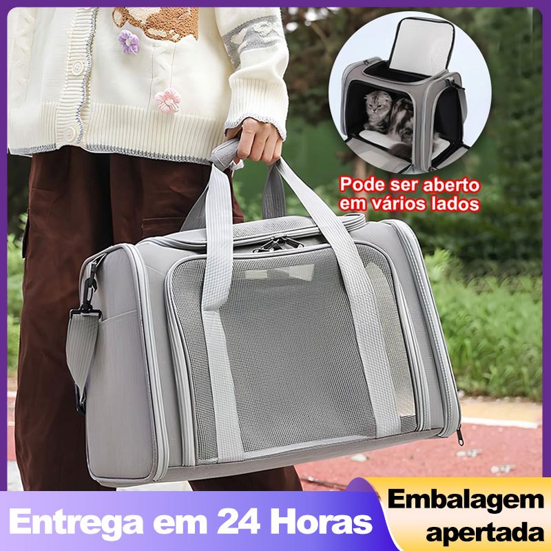 Bolsa Mala Transporte Cães Gatos Mochila Expansível Viagem Avião Cabine Respirável Lavável em Oferta na Shopee