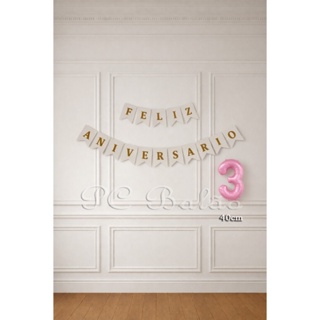 Kit 2 : 1NÚMERO ROSA CLARO 40CM Balão Metalizado + 1 FAIXA FELIZ ANIVERSÁRIO BRANCO DECORAÇÃO em Oferta na Shopee
