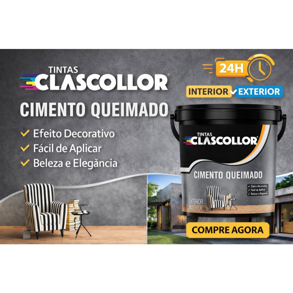 Cimento Queimado Clascollor 1kg – Acabamento Decorativo Pronto para Uso em Oferta na Shopee