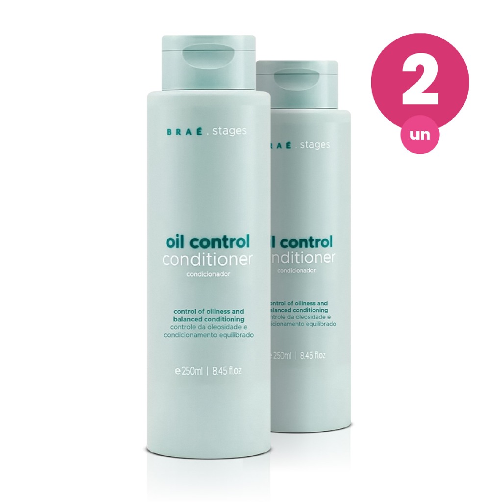 Kit 2 Condicionador Braé Stages Oil Control 250ml Controle de Oleosidade dos Cabelos
