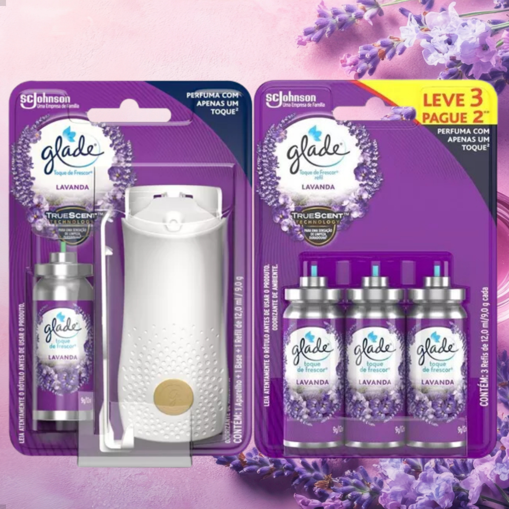 Glade aparelho portátil Kit com 4 refis lavanda para casa desodorizador de ambientes uso manual 12ml