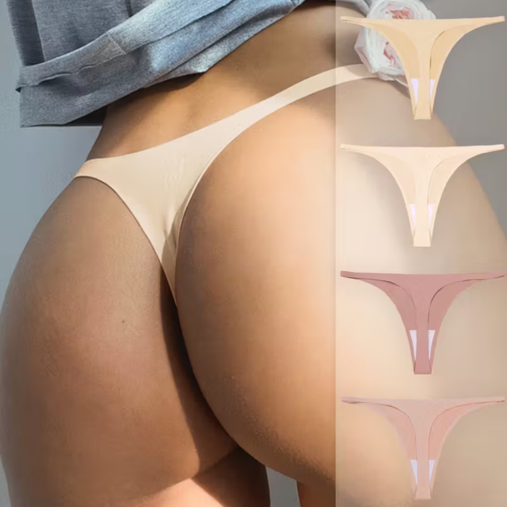 Kit com 5 Calcinhas Fio Dental Feminina Sem Costura Poliamida Elastano Confortável