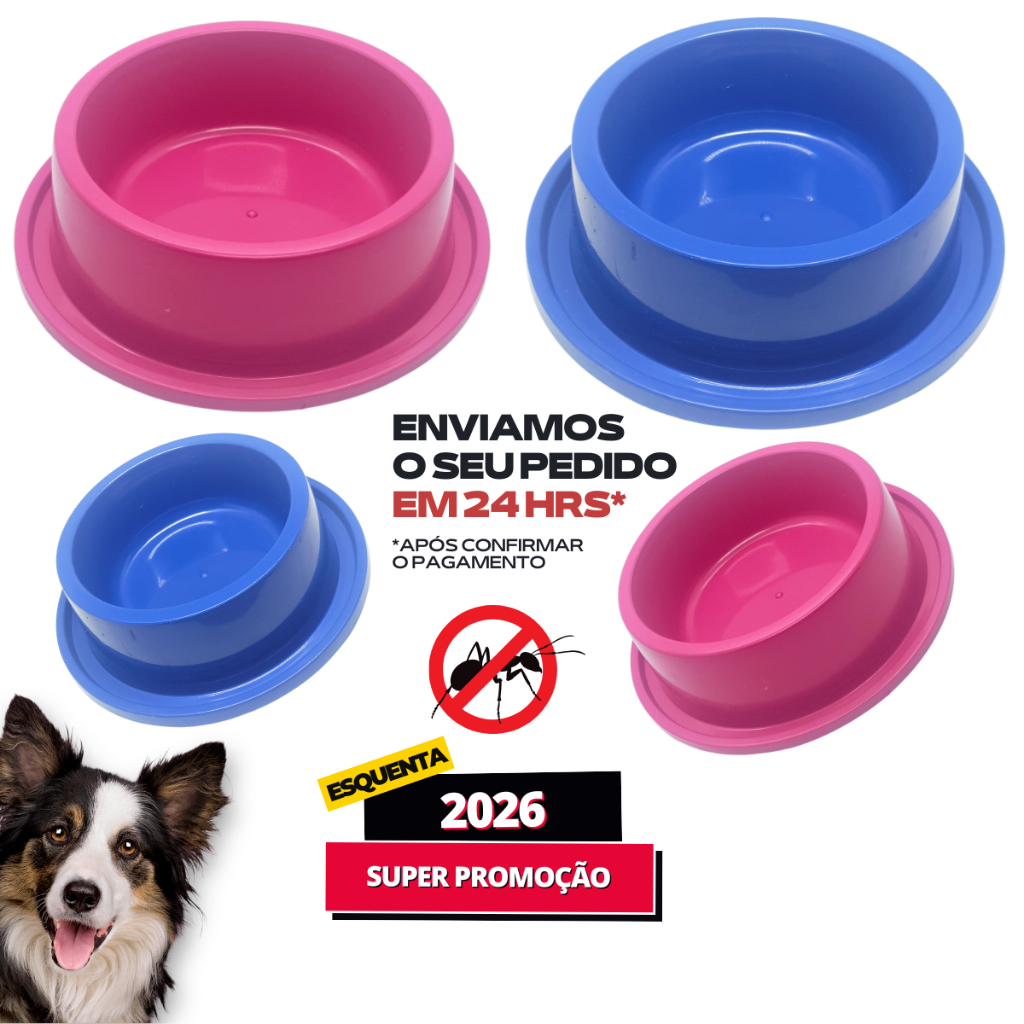 Comedouro Bebedouro Anti Formiga 300ml e 500ml Rosa ou Azul Para Cachorro Super Resistente Para seu Cão em Oferta na Shopee