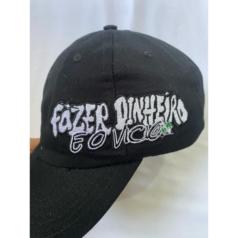 BONÉ PREMIUM BORDADO FAZER DINHEIRO É O VICIO casual masculino e feminino, aba curva fitão regulável
