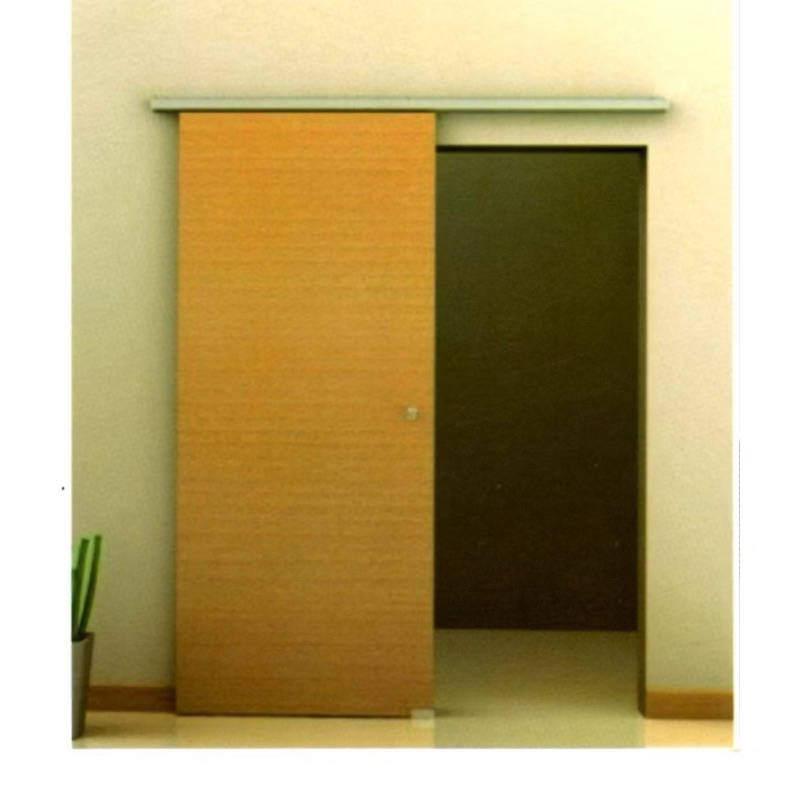 Kit Porta de Correr até 80cm Natural Roldana Concava 4 Rodas branco