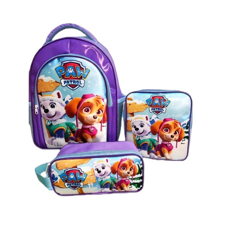 Mochila Kit escolar feminina - patrulha canina- mochila grande - cabe livros e cadernos - reforçada