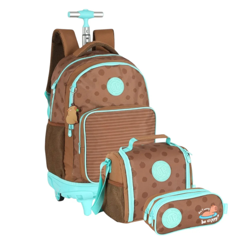 Kit Mochila Rodas + Estojo Triplo+ Lancheira Capivara Up4you em Oferta na Shopee