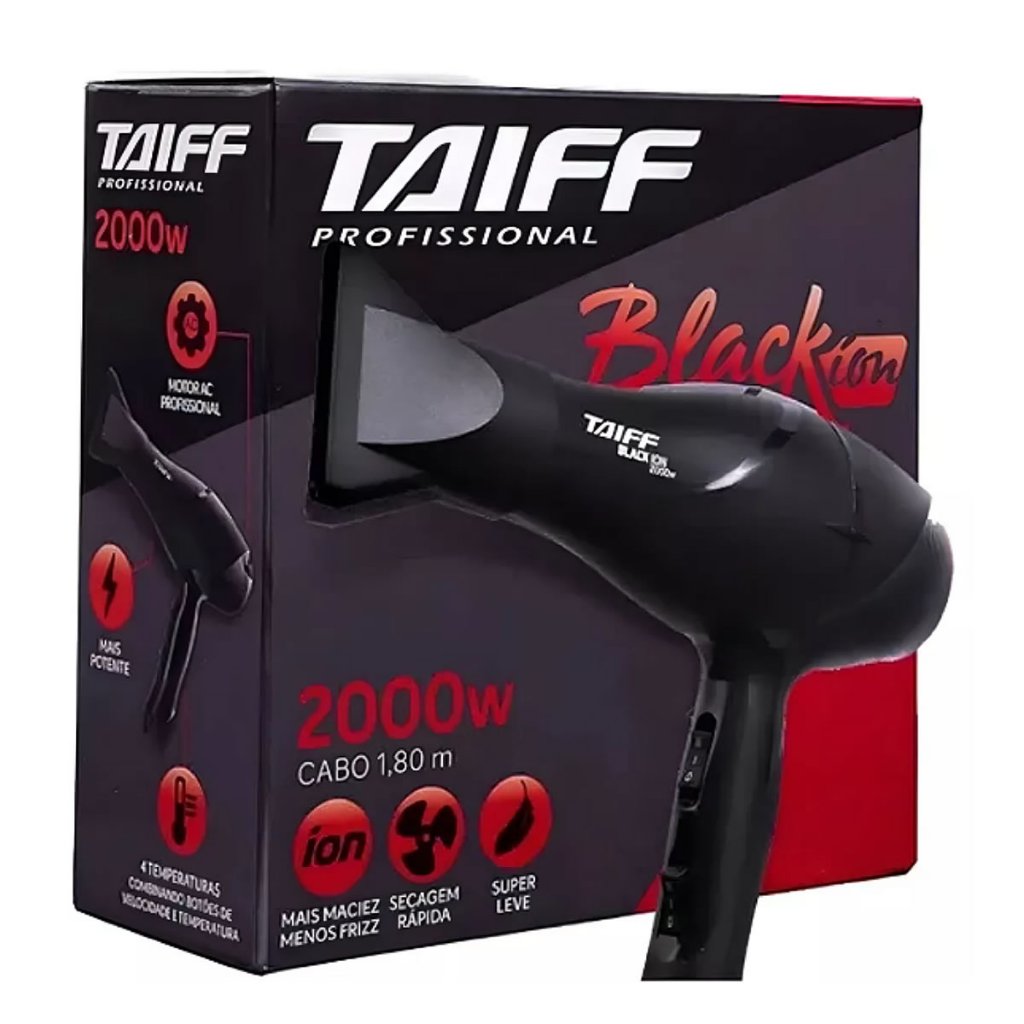 Secador de Cabelo Black Íon Taiff 2000W em Oferta na Shopee