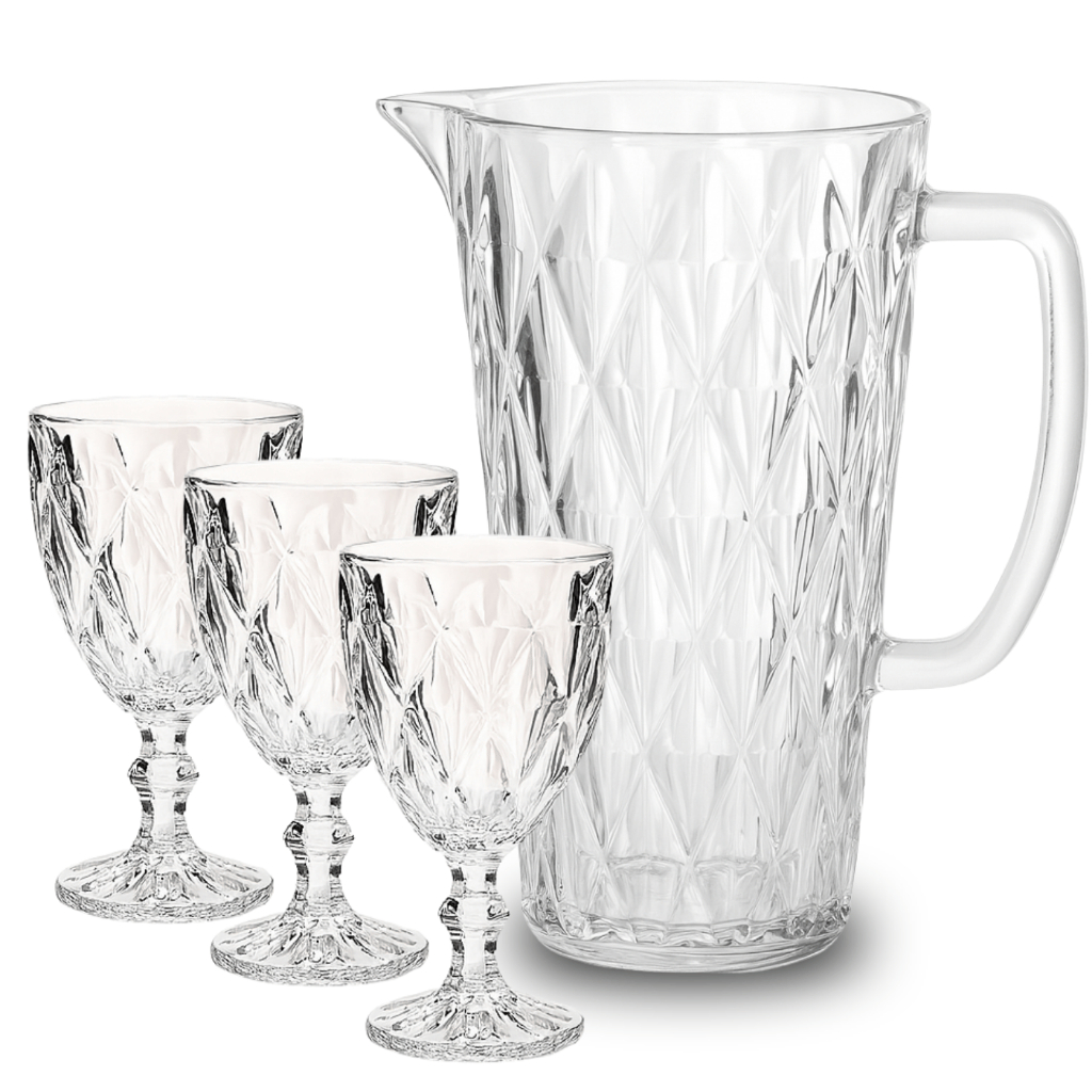Conjunto De Jarra 1L Com 6 Taças 300ml Diamond em Oferta na Shopee