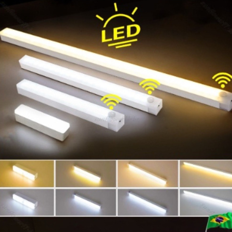 Imagem Lâmpada noturna LED com sensor de movimento sem fio USB recarregável para lâmpada de armário de cozinha guarda-roupa