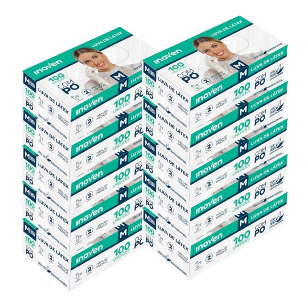 1000un Luva de Látex Branca Com Pó Descartável PP P M G Marca Inoven em Oferta na Shopee