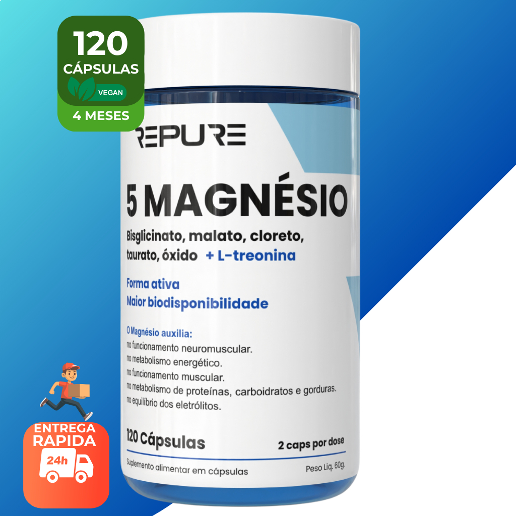 Magnésio Alta Absorção + L-Treonina 120 Cáps – Energia, Sono, Recuperação, Memória e Foco em Oferta na Shopee