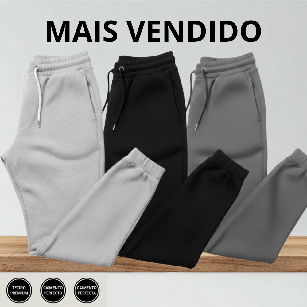 Kit Calça de Moletom Algodão unissex com Elástico e Punho Estilo e Conforto — imagem 1